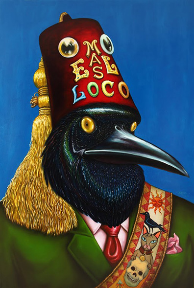 Ricardo Ruiz, El Mas Loco, 2013, Oil on canvas, 72 x 48 inches. Collection of Cheech Marin.